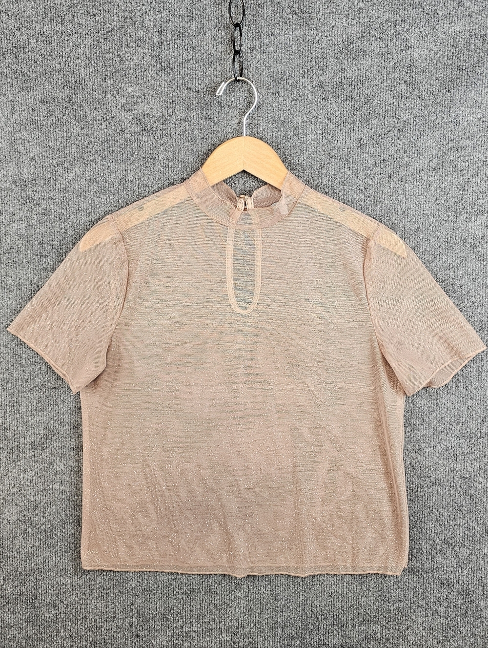 Charlotte Russe Shiny Rose Gold Mesh Top - Sheer & Sparkly!